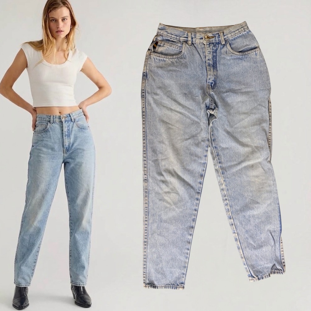 Gitano High Waisted Mom Jeans Vintage 80s Tapered Light Wash 8 Short